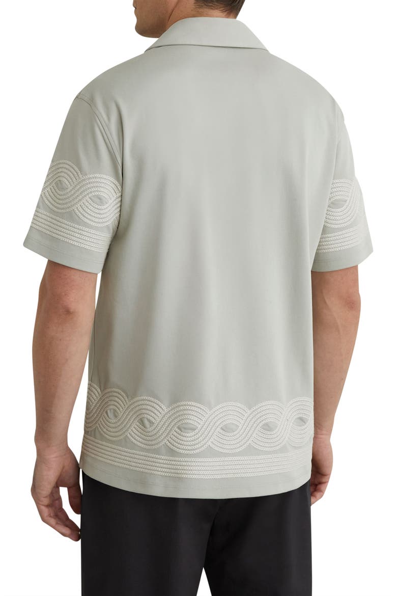 Arden Embroidered Cotton Blend Camp Shirt, Alternate, color, SOFT SAGE GREEN