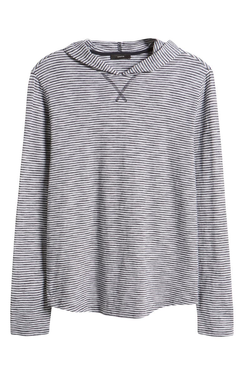 Vince Stripe Slub Long Sleeve Hooded T-Shirt, Alternate, color,