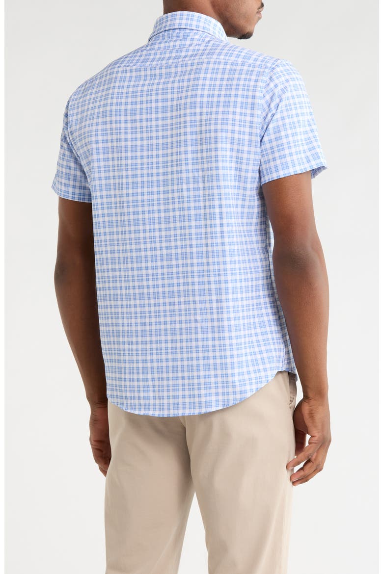 Plaid Print Button-Down Shirt, Alternate, color, WHITE/ LIGHT BLUE PLAID