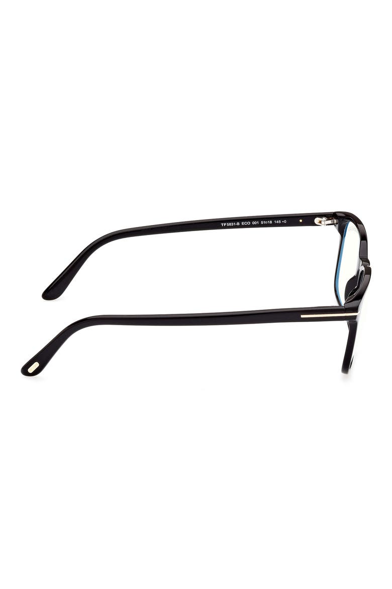 53mm Rectangular Blue Light Blocking Glasses, Alternate, color, SHINY BLACK