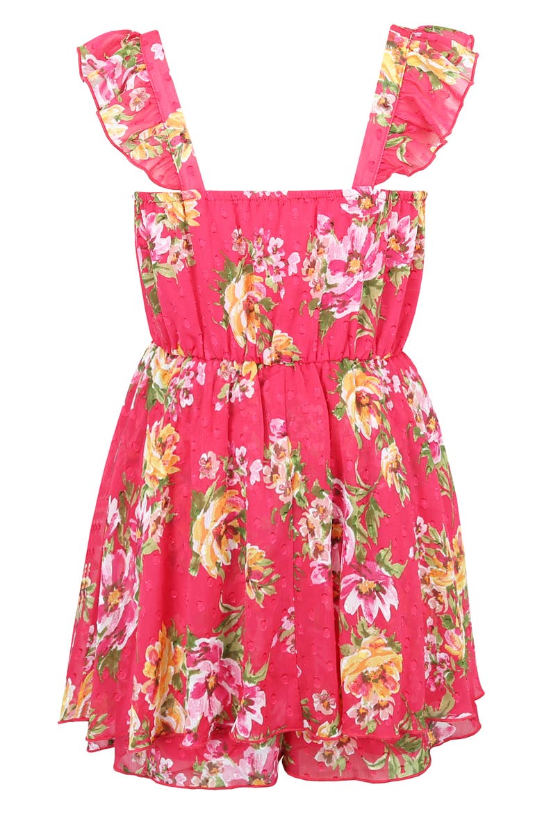 Kids' Flutter Sleeve Skirted Romper, Alternate, color, RED