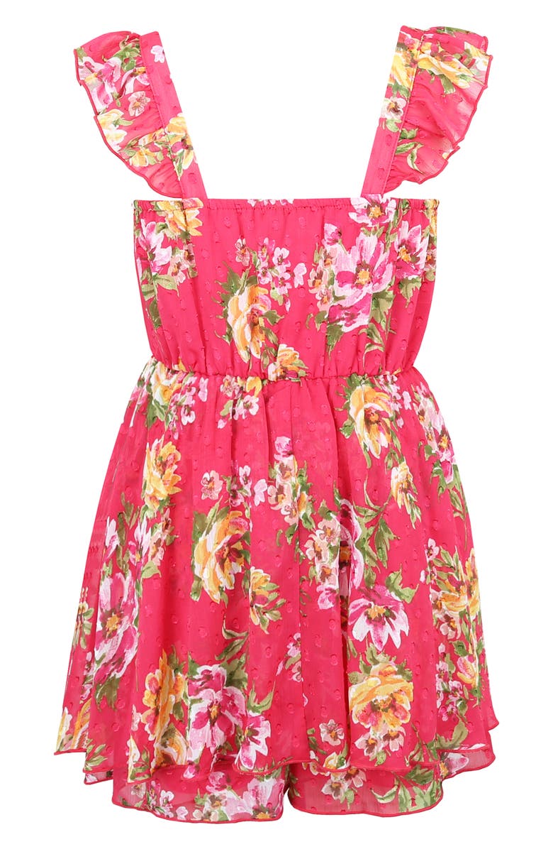 Zunie Kids' Flutter Sleeve Skirted Romper, Alternate, color, Red