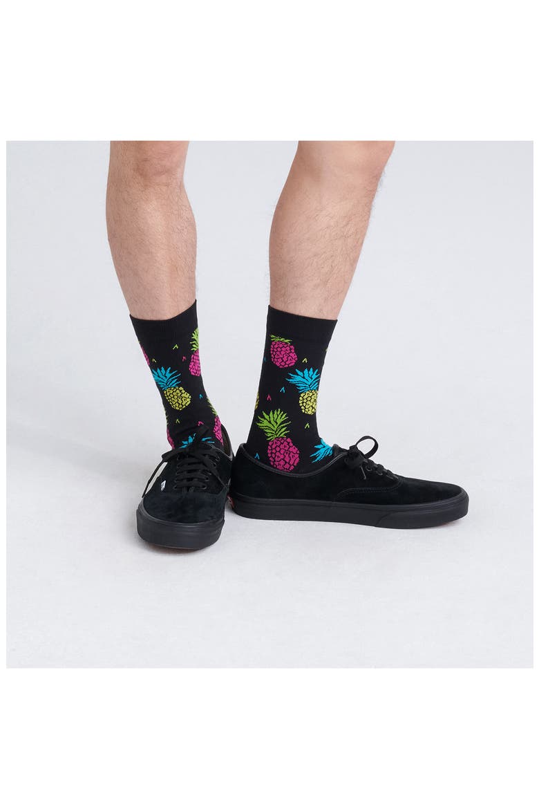 Whole Package Crew Socks, Alternate, color, PINEAPPLE FLIP- BLACK