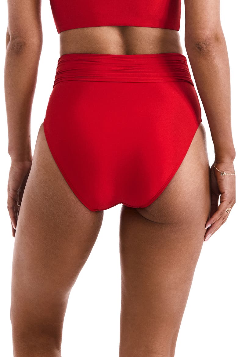 Morgan High Waist Bikini Bottoms, Alternate, color, CHERRY RED