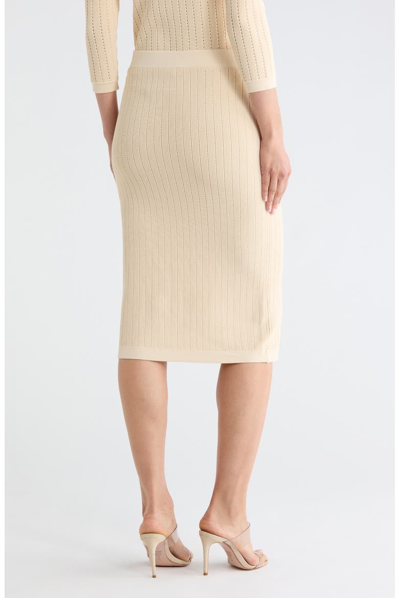 Melania Pointelle Button Front Sweater Skirt, Alternate, color, ECRU/CORAL/PALE BLUE