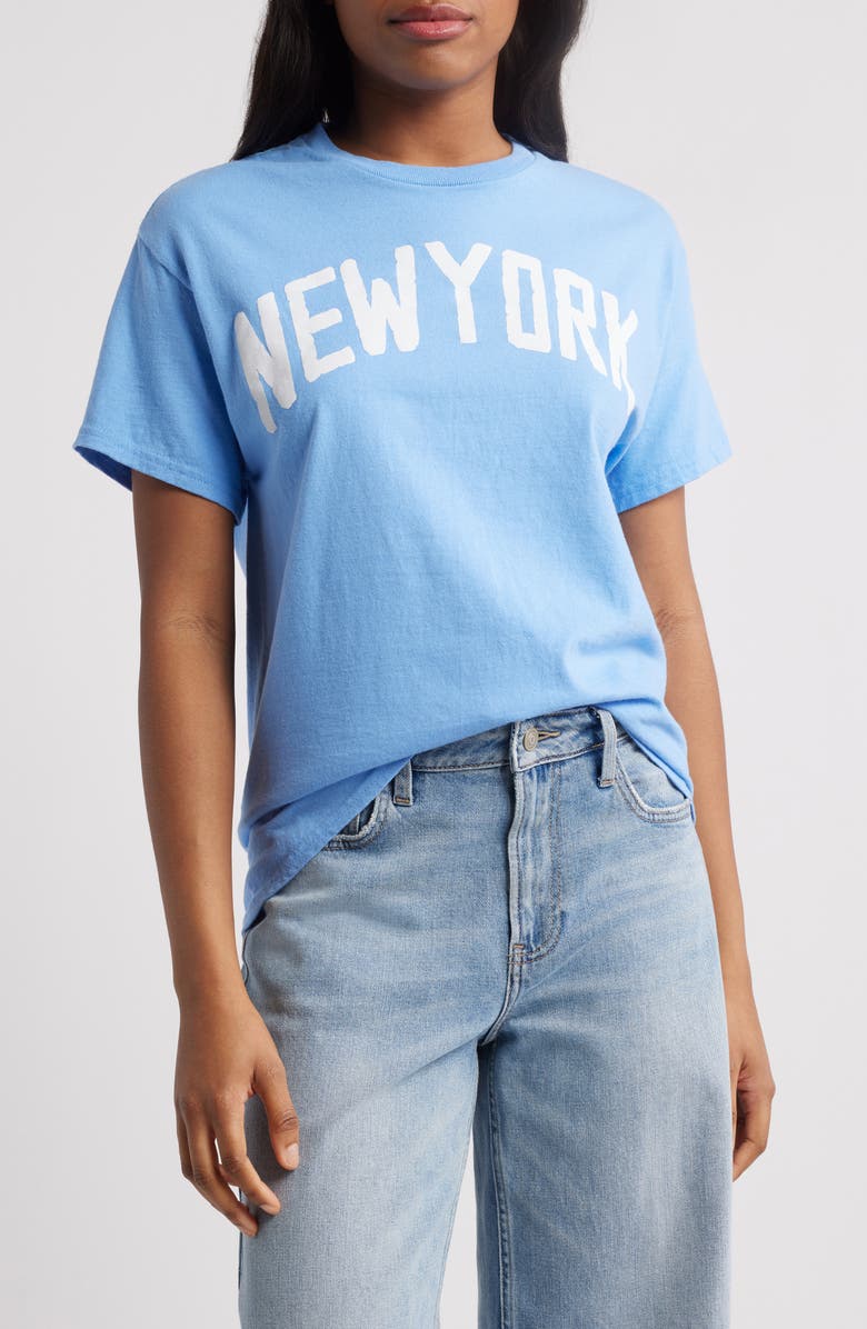 Junk Food New York Crop Graphic Baby Tee, Main, color, Carolina Blue