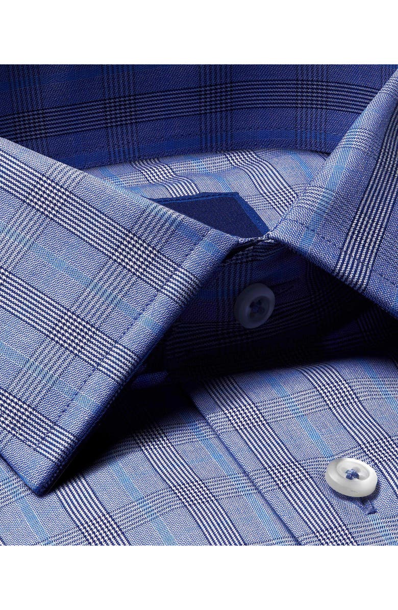 David Donahue Trim Fit Glen Plaid Cotton Twill Dress Shirt, Alternate, color,