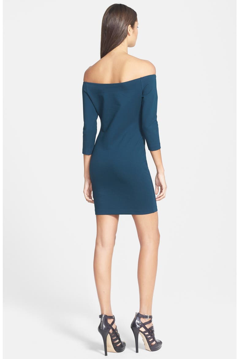Off the Shoulder Body-Con Dress, Alternate, color, TEAL
