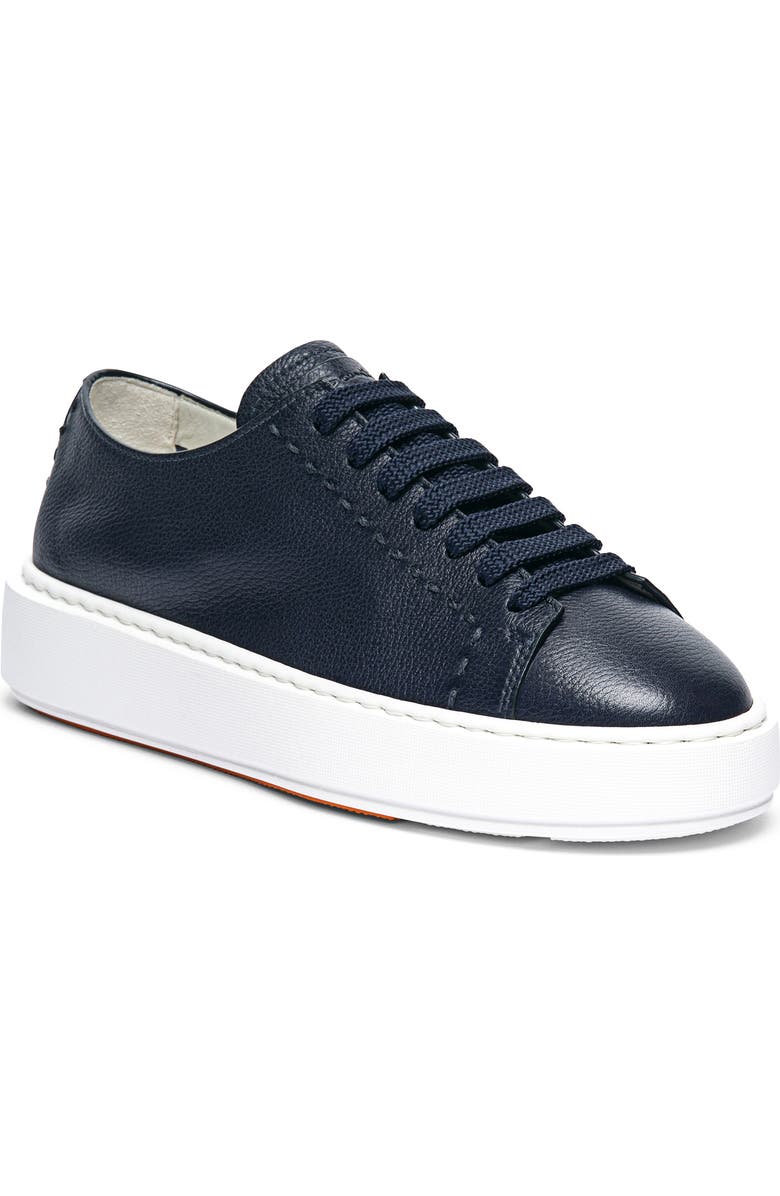 Santoni Leather Sneaker, Alternate, color, Blue