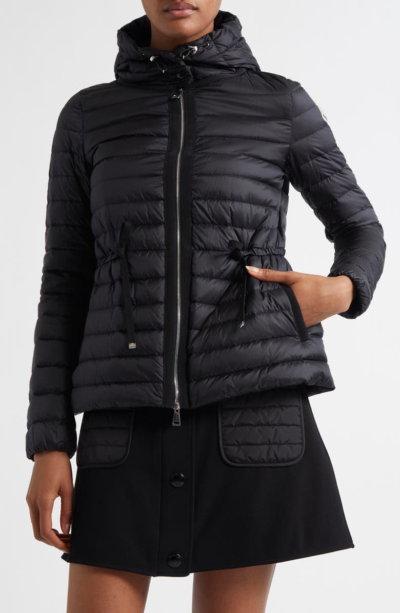 Moncler Raie Short Nylon Down Puffer Jacket, Main, color, Black