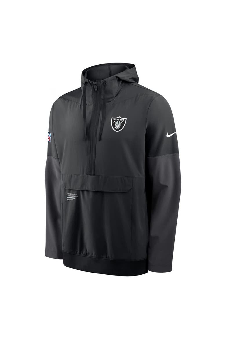 Men's Nike Black Las Vegas Raiders Sideline Anorak Half-Zip Hoodie Jacket, Alternate, color, Black