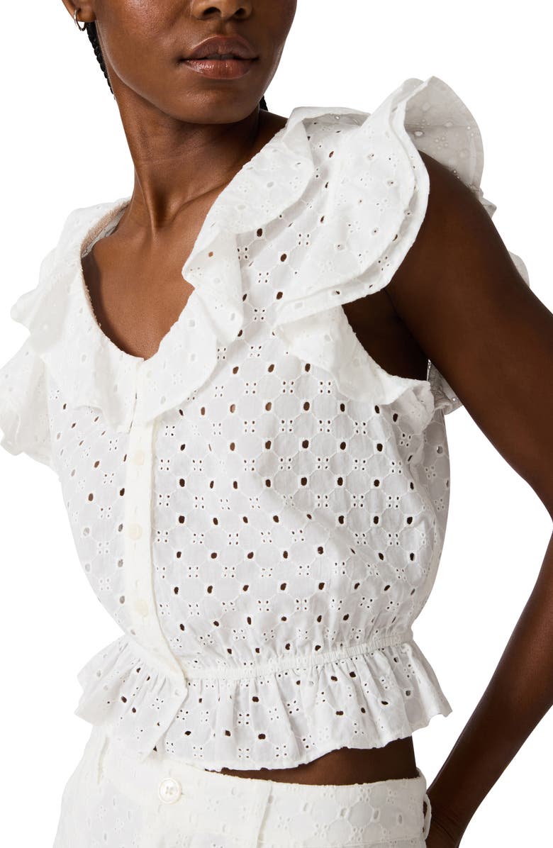 Steve Madden Mayra Cotton Eyelet Top, Alternate, color, White