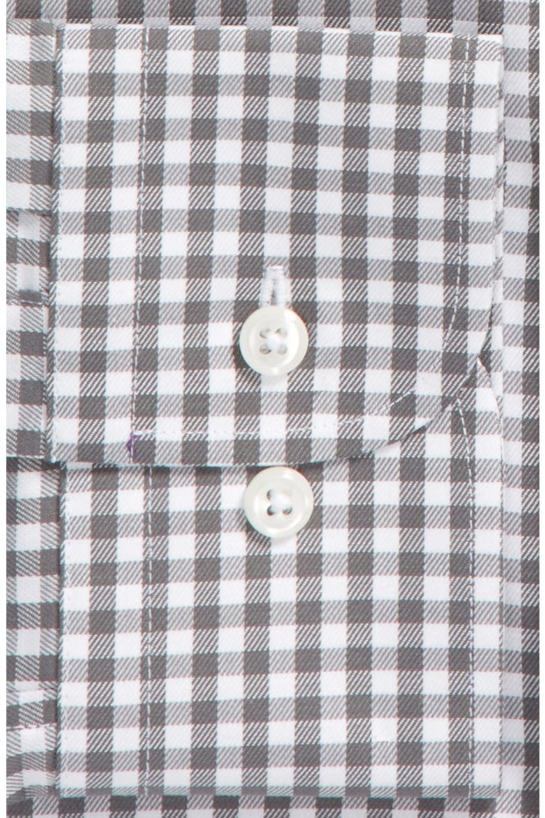 Trim Fit Non-Iron Gingham Dress Shirt, Alternate, color, GREY- CASTLEROCK