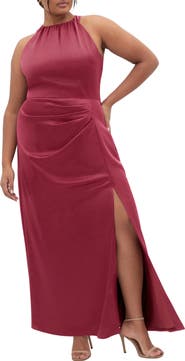City Chic Celina Halter Neck Satin Maxi Dress