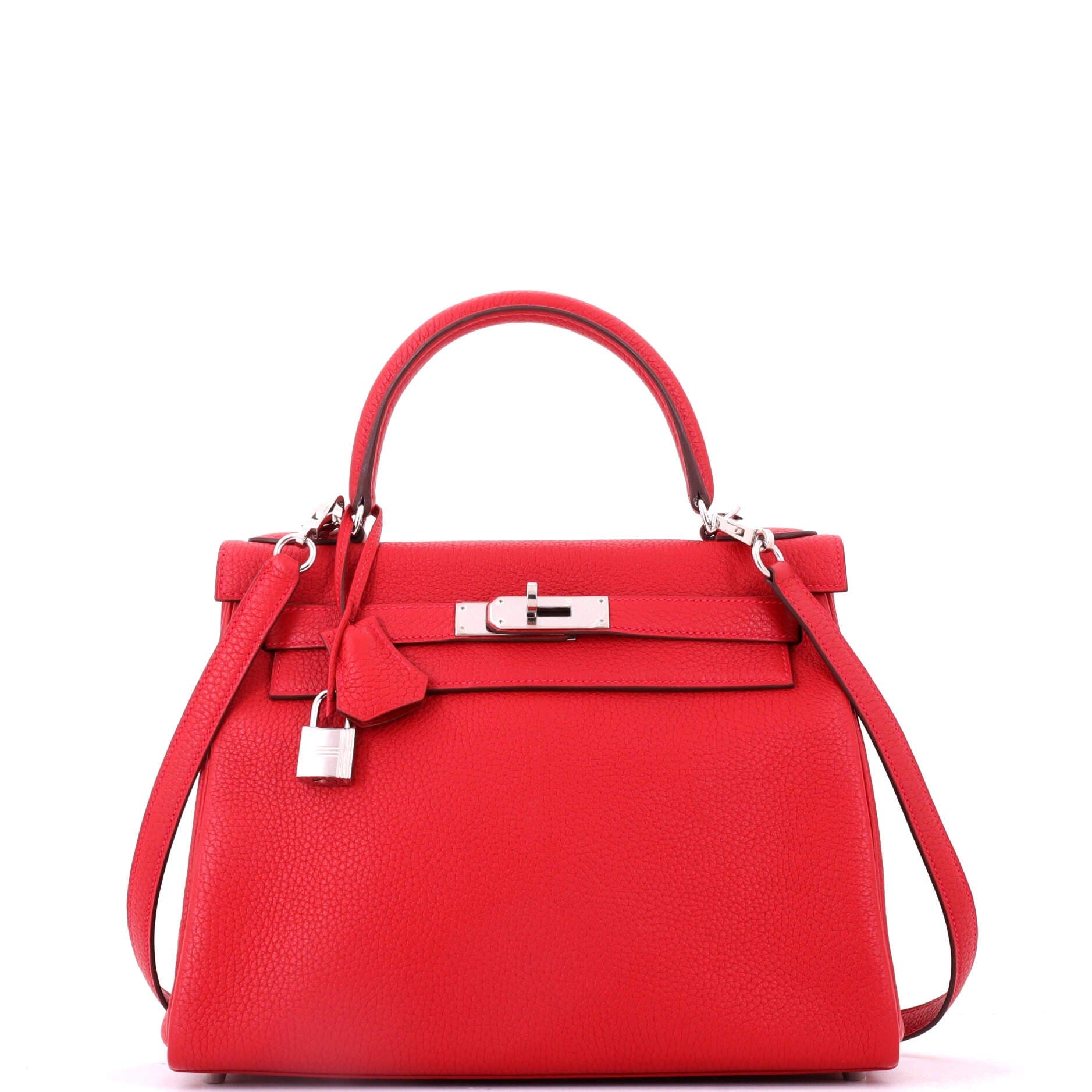 Kelly Handbag Red Togo with Palladium Hardware 28, Main, color, Red