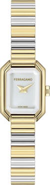FERRAGAMO Crystal Petite Two Tone Bracelet Watch