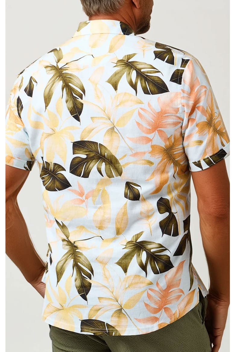 Linen Big Floral SS Resort Shirt, Alternate, color, Medium Green