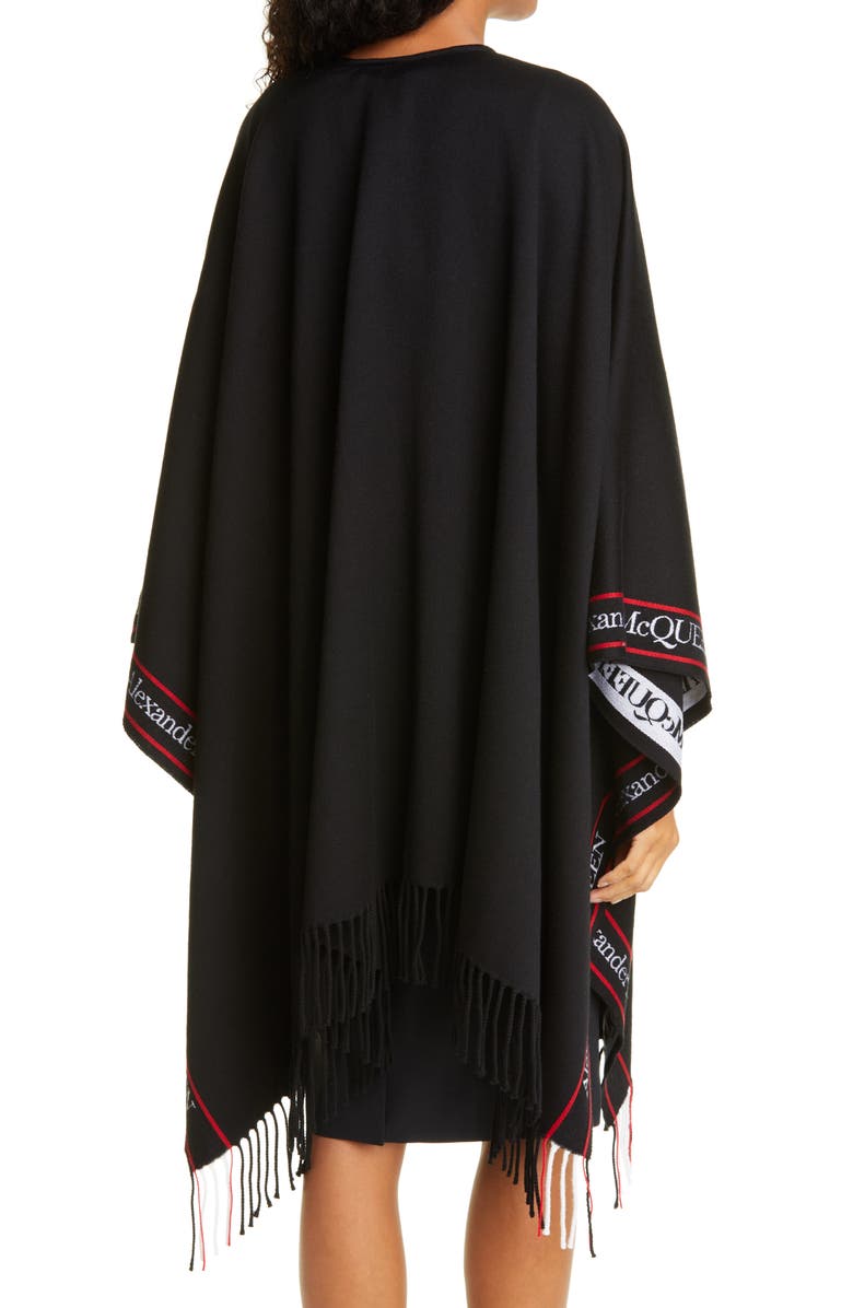 McQueen Alexander McQueen Selvedge Stripe Wool & Cashmere Cape, Alternate, color, 