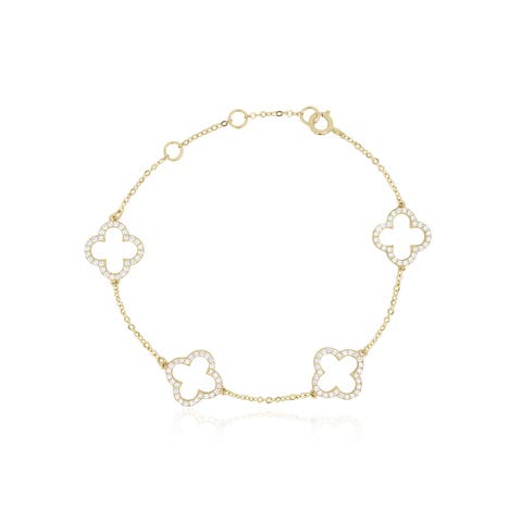 Small CZ Open Clover Bracelet