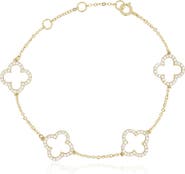 The Lovery Fine Jewelry Small CZ Open Clover Bracelet