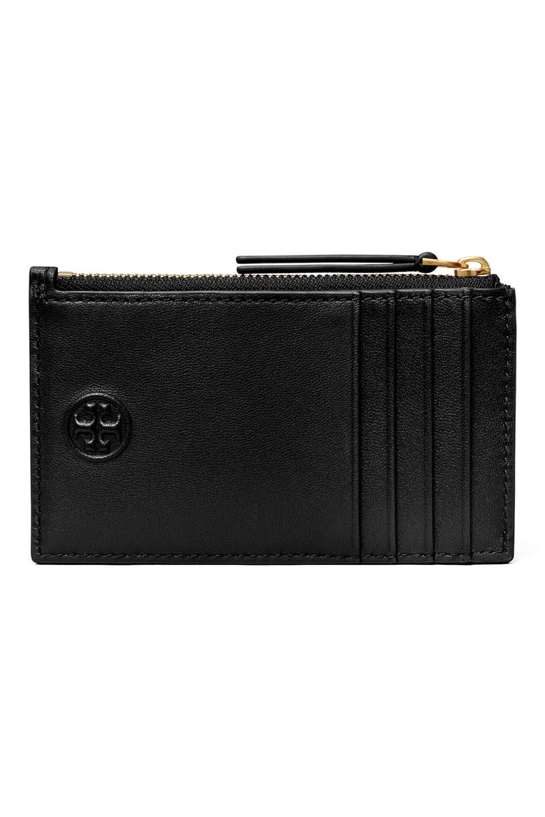 Fleming Quilted Zip Leather Card Case, Alternate, color, BLACK