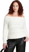 ELOQUII Off The Shoulder Cableknit Sweater