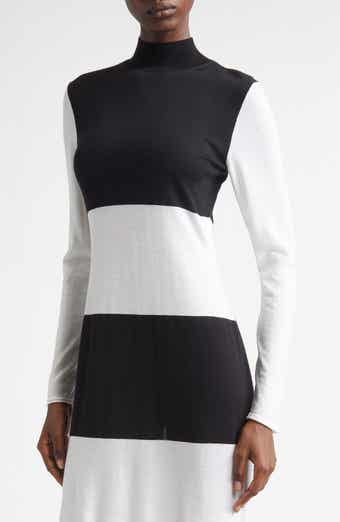 Colorblock Long Sleeve Virgin Wool Sweater Dress