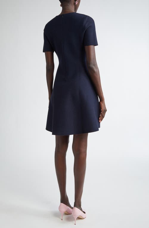 Oscar De La Renta English Rose Jacquard Knit Fit & Flare Dress