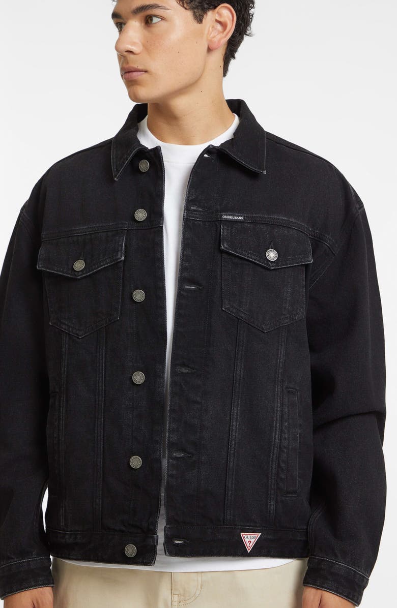 GUESS JEANS Oversize Denim Trucker Jacket, Alternate, color, Gjbb