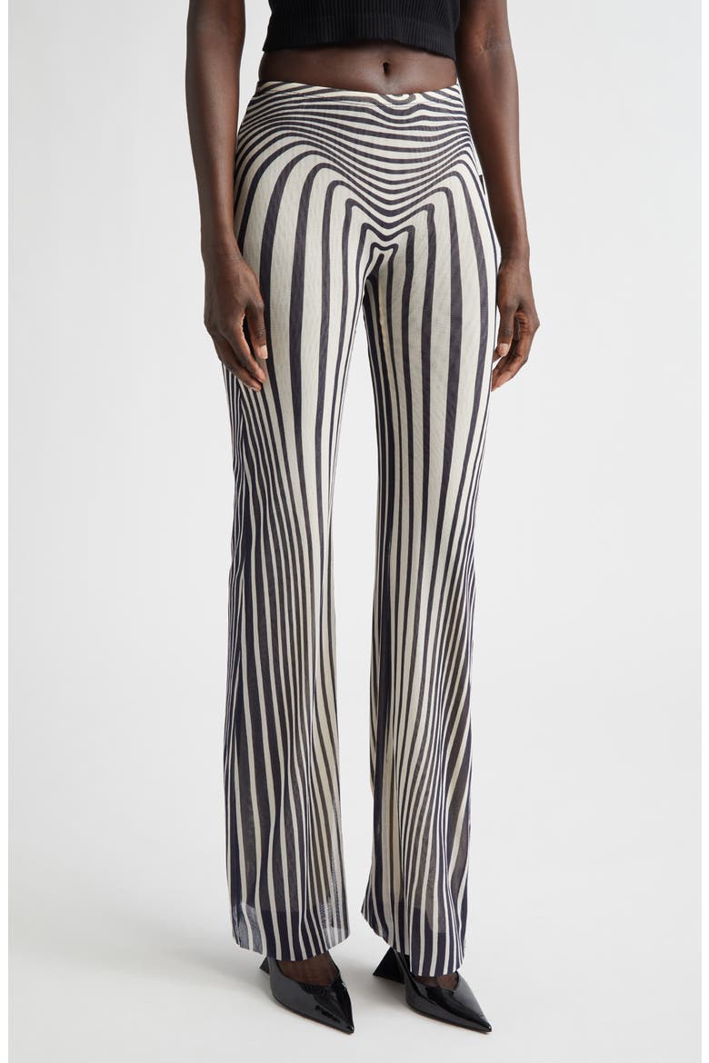 Re-Edition Body Morphing Trompe l'Oeil Mesh Flare Pants, Main, color, ECRU/ NAVY