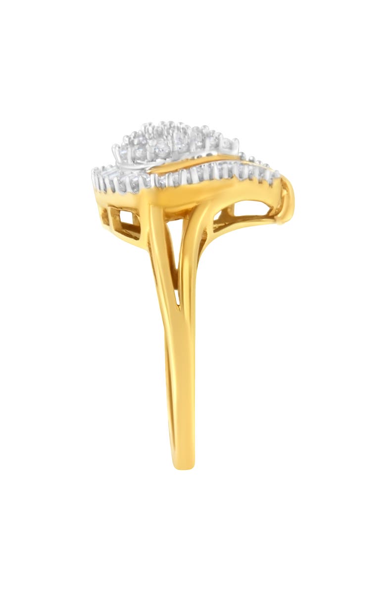 Haus of Brilliance 10K Yellow Gold 1/2 Cttw Diamond Curved Pear Cluster Ring, Alternate, color, Yellow Gold