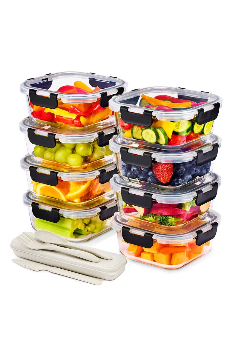 SORBUS 8-Pack Glass Food Prep Storage Containers, Alternate, color, Clear