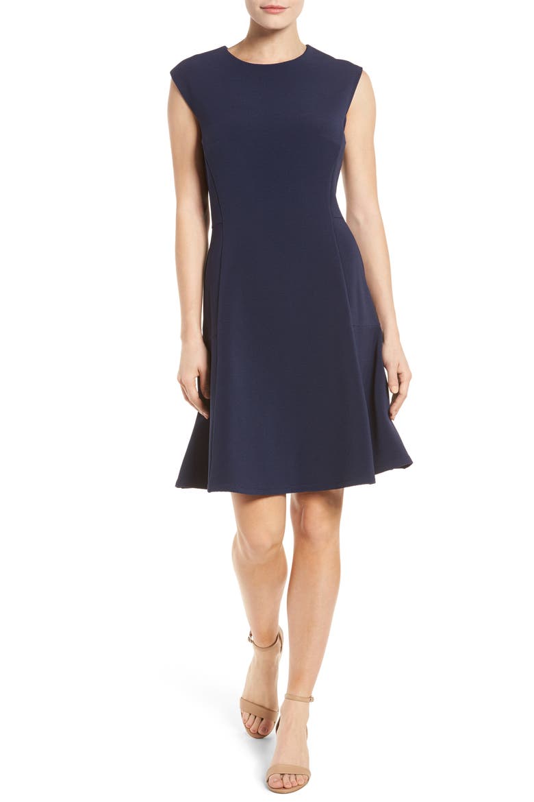 Ottoman Knit Fit & Flare Dress, Alternate, color, NAVY PEACOAT