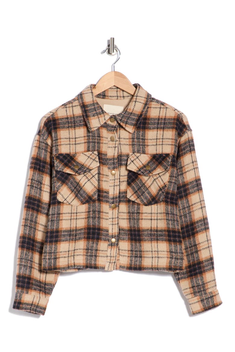 Plaided Fringed Shacket, Alternate, color, CREAM NAVY PLAID