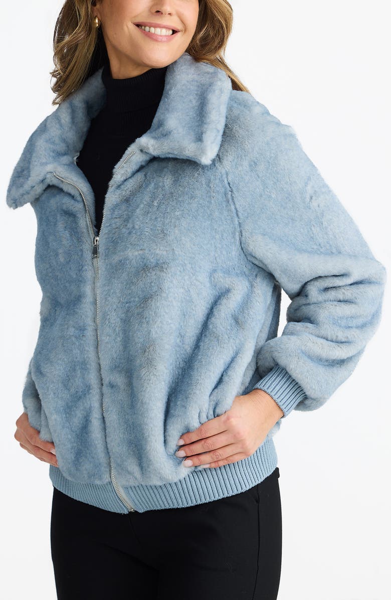 Brave+True Celeste Faux Fur Bomber Jacket, Alternate, color, Storm