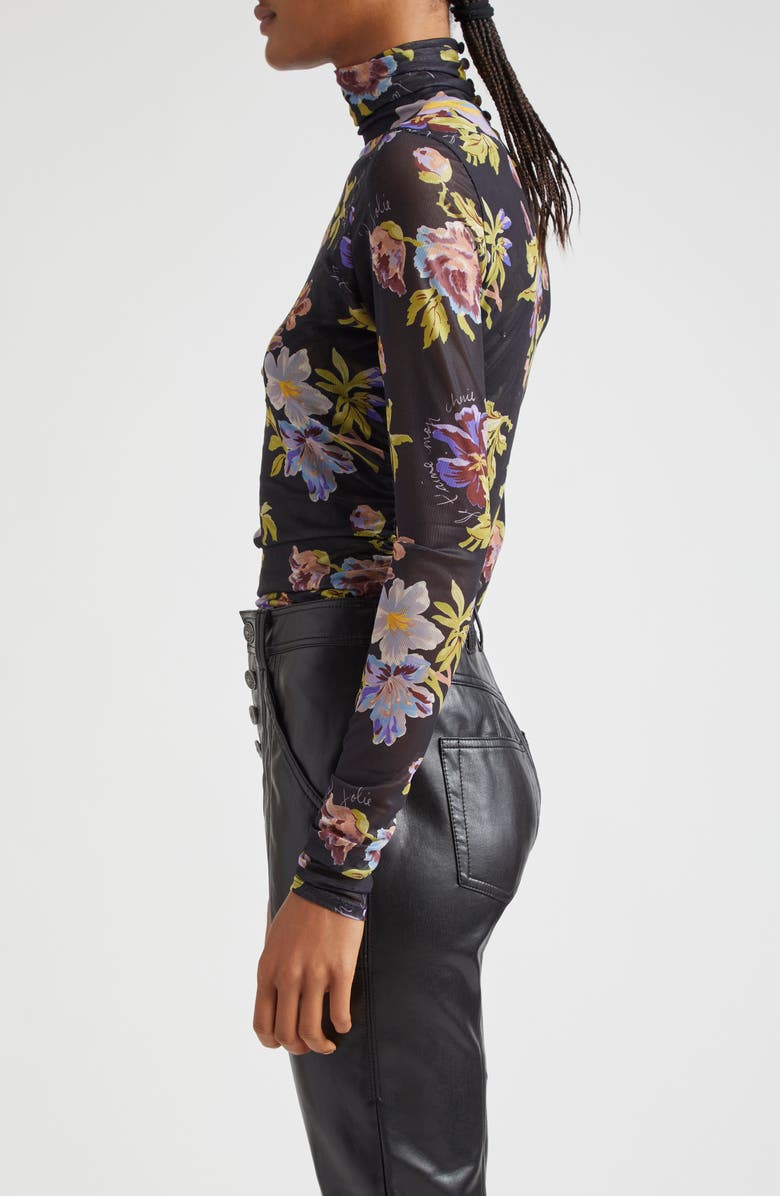 Cinq à Sept Bridgette Floral Print Long Sleeve Turtleneck Top, Alternate, color, 