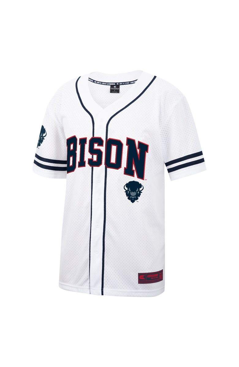 COLOSSEUM Men's Colosseum White Howard Bison Free Spirited Mesh Button-Up Baseball Jersey, Alternate, color, 