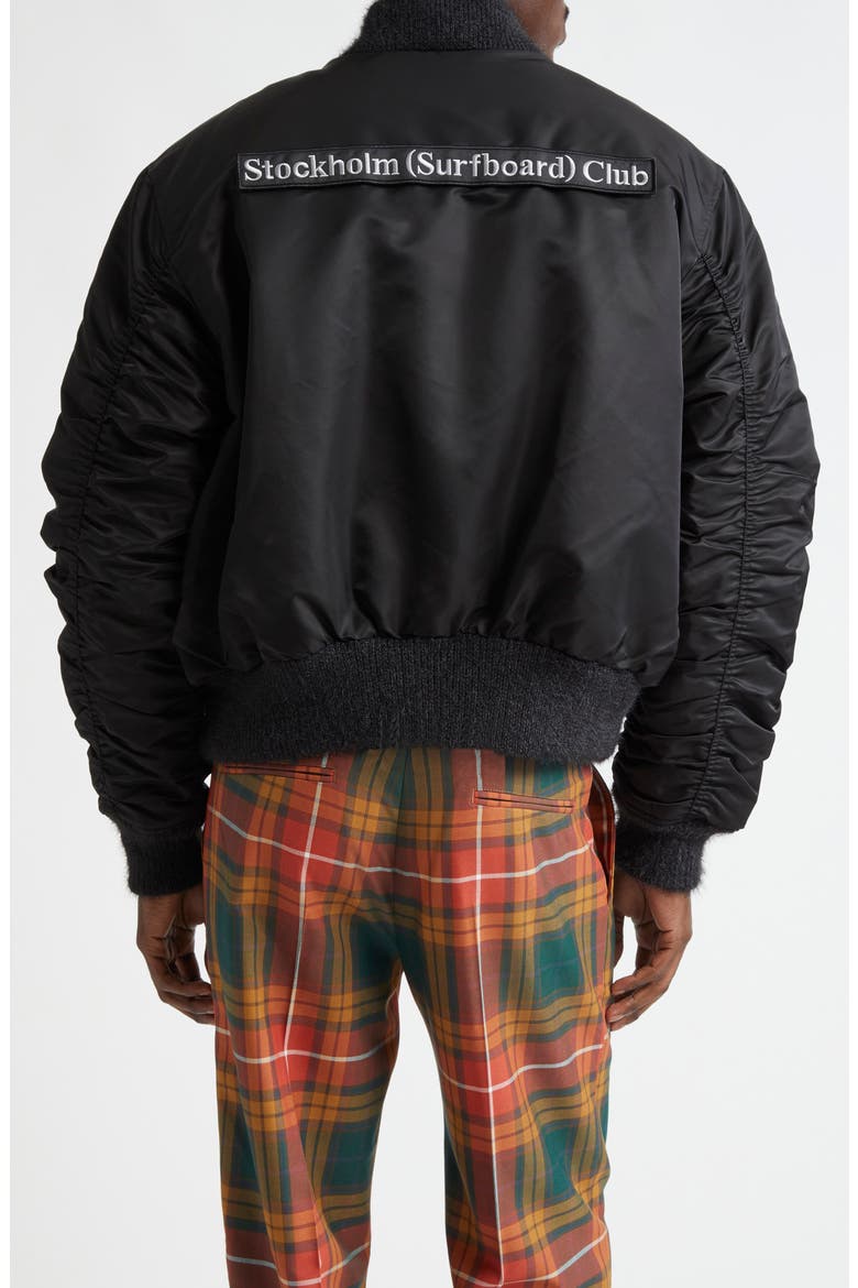 Nylon Bomber Jacket, Alternate, color, BLACK