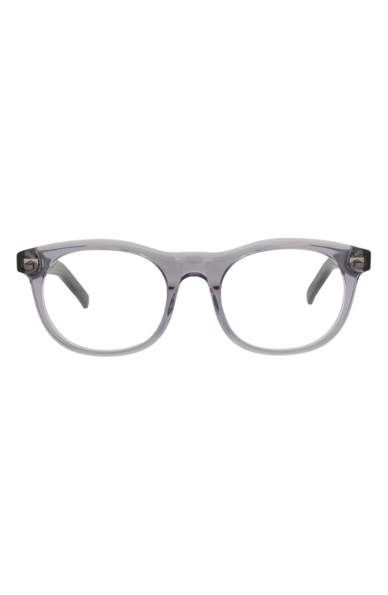 Montblanc 54mm Round Optical Glasses, Main, color, Grey Black Transparent
