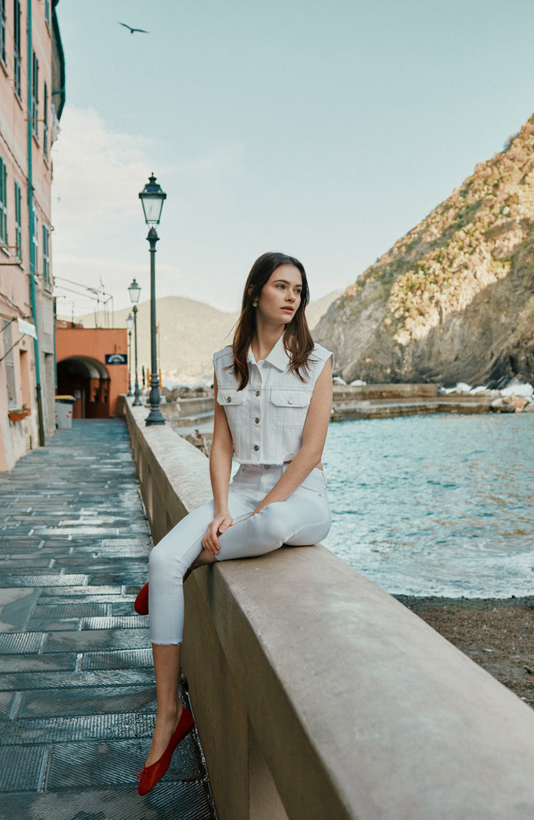 KanCan Shay Cropped 90s Denim Vest, Alternate, color, White