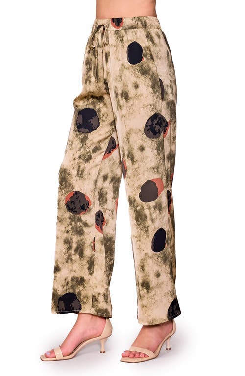 Melloday Print Satin Pull-on Pants In Neutral
