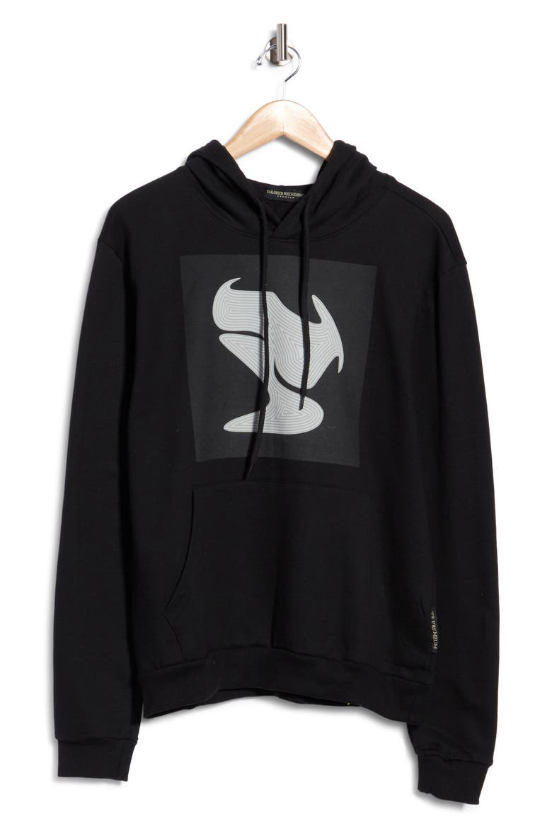 Abstract Swoosh Graphic Hoodie, Main, color, BLACK