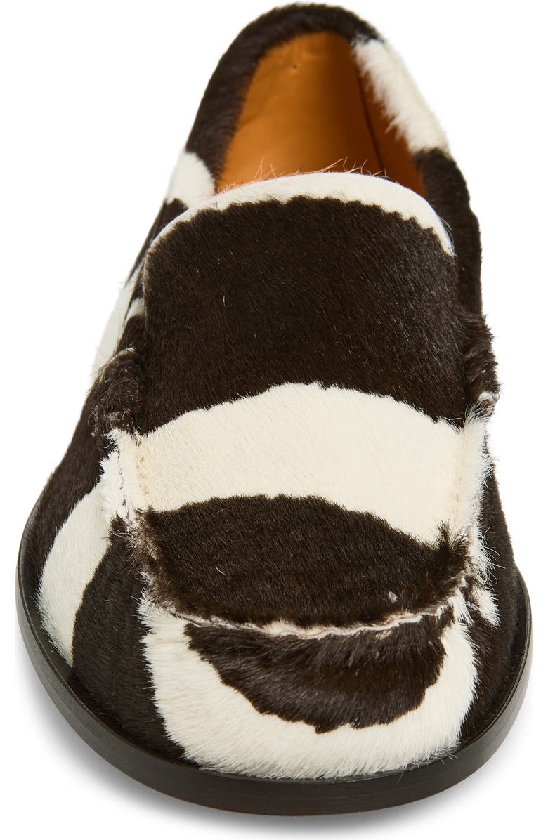 Tod's Genuine Calf Hair Stud Detail Slipper Loafer, Alternate, color, Bianco/ Moro