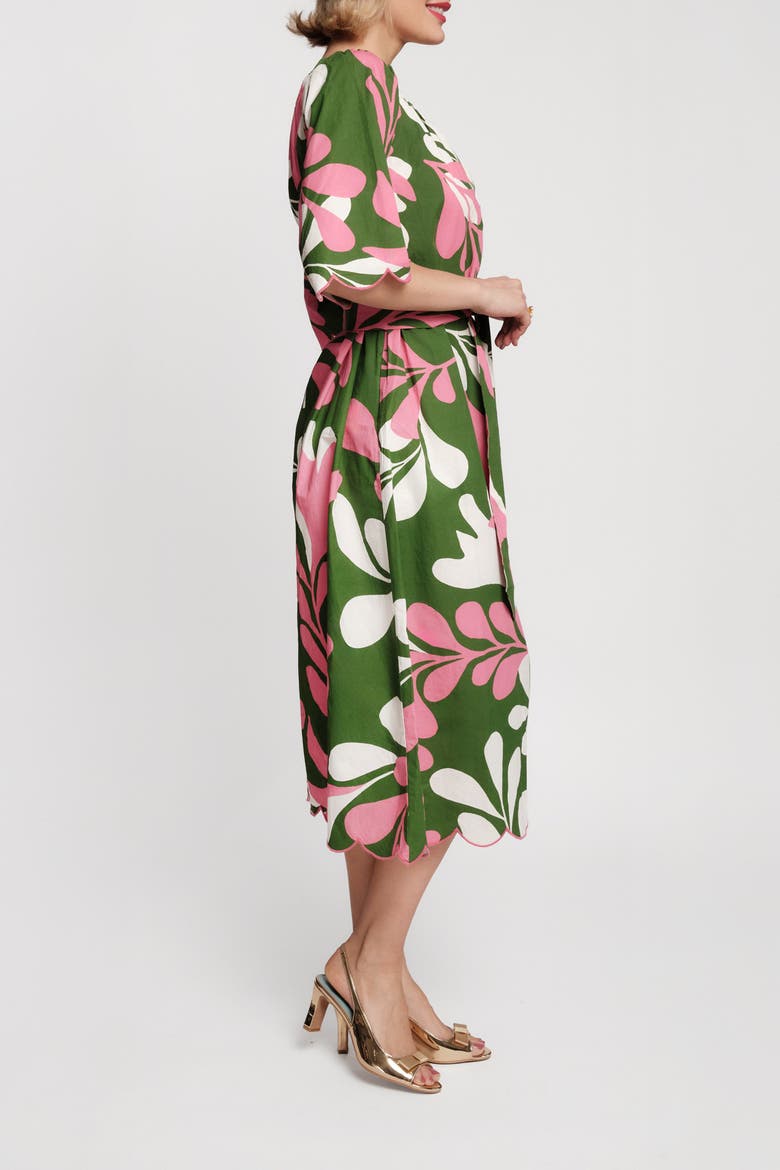 Coco Midi Dress Mid-Century Palm, Alternate, color, Treetop/Multi