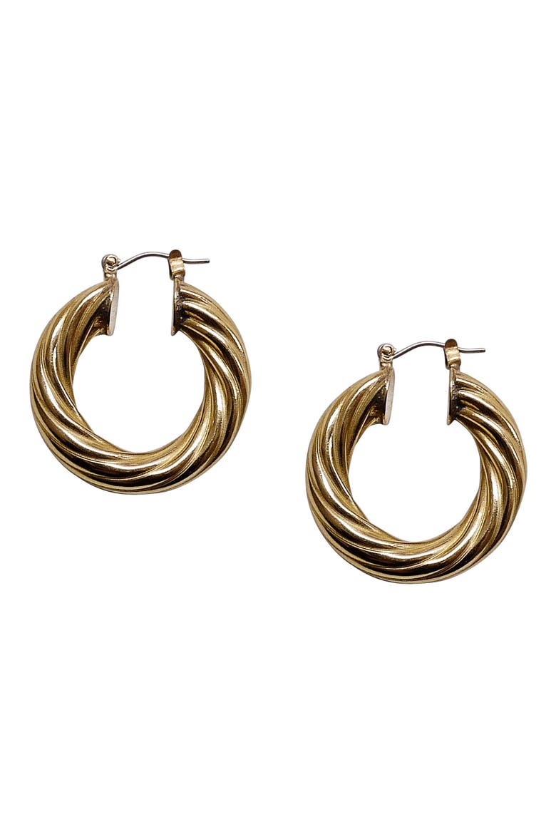 Gaia Hoop Earrings, Main, color, BRASS
