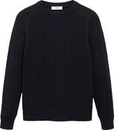 MANGO Cabled Cotton Crewneck Sweater
