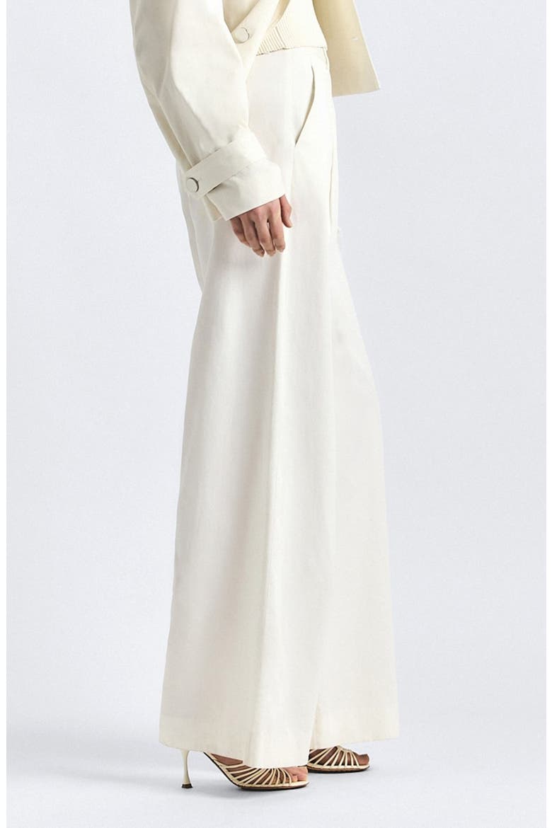 Juliana Pleated Wide Leg Twill Pants, Alternate, color, SOFT WHITE