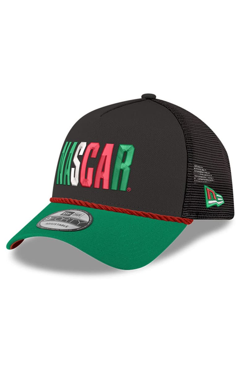 New Era Men's New Era Black/Green NASCAR Mexico City Race 9FORTY A-Frame Trucker Adjustable Hat, Main, color, Black