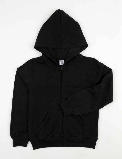 Leveret Kids Zip-up Hoodie, 100% Cotton, Solid Colors In Black