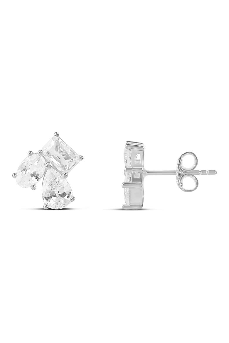Multi Shape Cubic Zirconia Stud Earrings, Main, color, SILVER